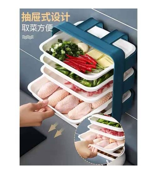 Wall-mounted Food Tray-Stackable Food Storage Container For Vegetables Fruits Meat Fish Multi-layer Kitchen Drying Rack